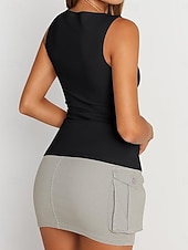 economico Top e canotte da donna-Per donna Canotta Maglietta senza maniche Maglietta Tinta unica Vintage Moda Elegante Senza Maniche Scollo a Barca Top Regolari Quotidiano Uscire Weekend Marrone Scuro Verde salvia Nero Verde