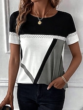  イースター 女性用 Tシャツ プリント グラフィック チェック 抽象的 ヴィンテージ スタイリッシュ クラシック 半袖 長袖 クルーネック ラウンドネック レギュラートップス 日常 ブルー グレー 白 / グリーン ルビーレッド パープル 夏 春 秋