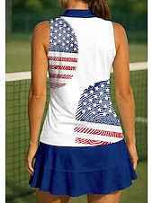  Dia da Independência Mulheres Bandeiras Tops Camisa Esportiva Camisa polo de caminhada Regata Sem Manga Floral Botões UPF50+ Resistente a UV Elasticidade Alta Pavio Humido Respirável Voleibal Tênis