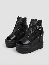 tanie Panna młoda-damskie białe koturny na platformie z odkrytymi palcami – stylowe buty ślubne na miejskie wesela