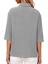 economico Camicie di Lusso-Per donna Camicia Blusa Camicia di cotone Arricciato Bottoni Tinta unica Elegante Classico Moderno Manica Lunga Colletto a Camicia Top Regolari Quotidiano Ferie Uscire Nero Bianco Giallo Rosa Vino