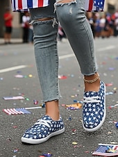 cheap Women's Sneakers-Women's 250th Anniversary American Flag Canvas Sneakers - Patriotic Lace-Up Casual Shoes for 4th of July, Travel &amp; Everyday Wear
