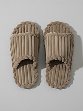 Недорогие Женские тапочки и шлепанцы-Женские темно-красные летние плюшевые домашние тапочки с открытым носком – мягкие, дышащие, с плетеной амортизирующей стелькой для дома, спальни и повседневного комфорта.