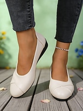 ieftine Pantofi Joși de Damă-Pantofi sport albi, casual, pentru femei – pantofi comozi, fără mâneci, pentru serviciu și purtare zilnică