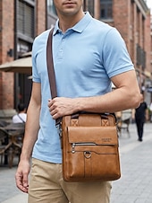 Χαμηλού Κόστους Ανδρικές τσάντες-ανδρική τσάντα ώμου από τεχνητό δέρμα σε πολλά χρώματα, μεγάλης χωρητικότητας, με πολλές τσέπες και χιαστί τσαντάκι για καθημερινή χρήση, εργασία, μετακινήσεις και ταξίδια