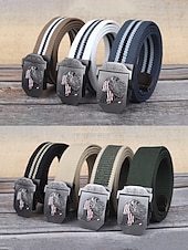 זול אביזרים-חגורת פוליאסטר מתכווננת לגברים עם אבזם דגל אמריקאי, חגורת מותן פטריוטית רב-צבעונית לאירועי יום השנה ה-250 לארה"ב, יום העצמאות, טיולים, חופשות ולבוש ספורטיבי קז'ואל