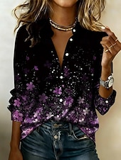 abordables Art &amp; Design Blouses-Femmes Chemise Chemise en satin Imprimé Fleuri Graphique Bohème ancien Élégant manche longue Col de chemise Hauts Réguliers Quotidien Fête Sortir Noir Rose Claire Violet Été Printemps Automne