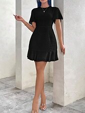 cheap White Casual Dresses-Women's Mini Dress White Dress Casual Dress Elegant Fashion Modern Outdoor Vacation Going out Regular Fit Plain Short Sleeve Crew Neck Black White Green Summer Spring