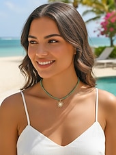 economico Accessori per le vacanze-Collana con ciondolo a forma di sole in stile bohémien da donna: materiale in lega e perline, diverse opzioni di colore, perfetta per un abbigliamento casual e per lo stile delle vacanze al mare