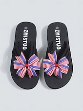 abordables Chaussures pour femmes-Femmes Occasionnel Quotidien Plage Nœud Talon plat Bout ouvert Occasionnel Tissu A enfiler Rouge Beige Rouge + Bleu