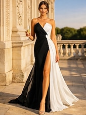 Недорогие Платья в обтяжку для вечера-Платье-карандаш  колонна с подолом в виде шлейфа выпускные платья вечернее платье вечернее платье цвета блока белое без рукавов без бретелек платье для гостей на свадьбе с разрезом