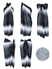 preiswerte Strandkleider-Damen Badeanzug Überwurf Wickeln Rock Bademode Gerafft Urlaub Strandbekleidung Ombre Trägerlos Ärmellos Badeanzüge