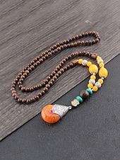 abordables Accesorios de vacaciones-Collar bohemio para hombre, cuentas y piedras de madera de múltiples materiales, varios estilos, joyería tribal hecha a mano, perfecto para uso diario informal y viajes de vacaciones.