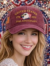  Cappello unisex 250° anniversario/indipendenza, berretto da baseball, portatile, traspirante, quotidiano, per esterni, strada, ricamo, bandiera