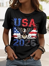  Tricou femei fotbal mondial 2026 imprimat grafic elegant clasic casual mânecă scurtă gât echipată regular topuri zilnice albastru negru alb roșu vară primăvară