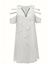 cheap White Casual Dresses-Women's Mini Dress Casual Dress Print Dress Elegant Fashion Modern Outdoor Vacation Going out Loose Fit Heart Short Sleeve V Neck Blue White Purple Green Summer Spring