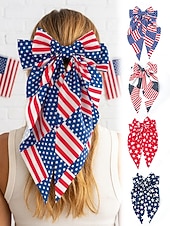 Недорогие Аксессуары-Женский патриотический бант из полиэстера, большая заколка-бант для волос с принтом флага США в разных узорах, посвященная 250-летию США, Дню независимости, повседневной носке, путешествиям и отдыху.