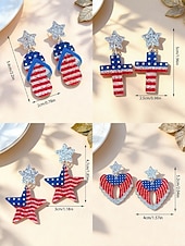 preiswerte Zubehör-Patriotische Acryl-Ohrhänger für Damen, mehrfarbiger Statement-Schmuck in Rot, Weiß und Blau für die Feierlichkeiten zum 250. Jahrestag der USA, den Unabhängigkeitstag und den Alltag.