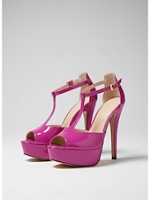billiga Bröllopsgäst-Rosa platåskor med peep toe- och t-rem för kvinnor – eleganta skor för bröllopsgäster i urban stil