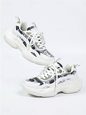 cheap Women's Sneakers-Women's Chic White Platform Sneakers - Comfortable Lace-up Canvas Shoes for Daily Walking, Casual Office Wear &amp; Urban Street Style