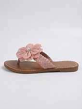 abordables Sandalias deslizantes-Chanclas blancas elegantes con estampado floral para mujer: cómodas sandalias de tiras trenzadas con detalles florales en 3D para viajes en crucero de lujo y fiestas en yate. &amp;lunas de miel en islas