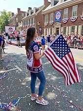 cheap Women's Sneakers-Women's 250th Anniversary American Flag Canvas Sneakers - Patriotic Lace-Up Casual Shoes for 4th of July, Travel &amp; Everyday Wear