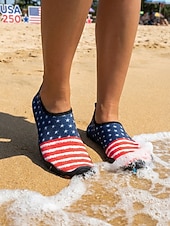  Damvattenskor för USA 250-årsjubileum – röda blå patriotiska amerikanska flaggan snabbtorkande vattenskor för strand, simning, surfing, båtliv &vattensporter