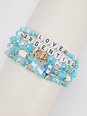 preiswerte Zubehör-Damen-Armbandset in Flaggenfarben, stapelbarer Fächerschmuck aus Legierung in verschiedenen Länderdesigns für Fußballspiele, Teamunterstützung, lässige Alltagskleidung und Spieltagsoutfits.
