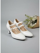 ieftine Victorian și Edwardian-Pantofi cu toc Mary Jane verzi, în stil victorian vintage pentru femei - pantofi eleganți cu toc dublu și barete mici &amp;detalii brogue pentru petreceri cu ceai, evenimente retro &amp;ocazii formale