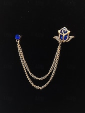 economico Matrimonio ACC-Spilla da bavero da uomo in lega con rosa e catena, accessorio per abiti da sposa e da festa, vari colori, elegante spilla floreale per occasioni formali