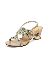 economico Madre della Sposa/Sposo-sandali da donna con tacco basso decorati blu - eleganti scarpe da mamma per matrimoni in chiesa, occasioni formali