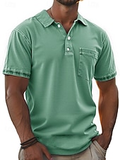 economico Polo classica da uomo-Per uomo Polo Camicia 100% cotone lavaggio acido Casuale Ferie Bavero Manica Corta Moda Essenziale Tinta unica Semplice Vintage ▾ angosciato Estate Primavera Tutte le stagioni Vestibilità regolare