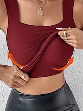 abordables Tanque Sencillo-Mujer Camiseta sin mangas Camisa sin mangas Camiseta superior Color sólido Moda Clásico Casual Sin Mangas Escote en U Tops regulares Diario Noche Fin de semana Azul Piscina Rosa Vino Café Verano