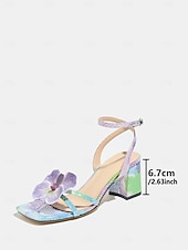 cheap Women-Women's Romantic Purple Floral High Heels - Elegant 3D Flower Strappy Sandals with Stiletto Heel for Luxury Cruise Vacations, Yacht Parties &amp; Summer Evening Galas