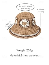 preiswerte Urlaubszubehör-Gewebter Damen-Sonnenhut im Boho-Stil, mehrfarbig, faltbar, perfekt für Strand- und Resorturlaube sowie als lässiger Alltagsbegleiter