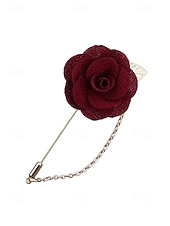 abordables Boda ACC-Pin de solapa con flor de poliéster elegante para hombre: múltiples opciones de color, elegante y moderno, perfecto para bodas y fiestas.