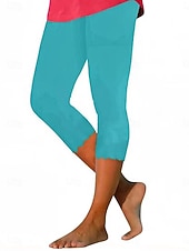 abordables Leggings unis-Femmes Slim Chinos Leggings Vacances Classique Occasionnel Longueur mollet Taille moyenne Uni Taille Élastique Confortable Respirant Haute Élasticité Quotidien Extérieur Salle de sport Noir Bleu