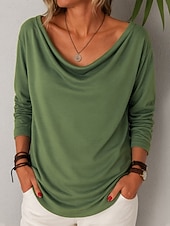economico Bluse Eleganti-Per donna Camicia Blusa Patchwork Tinta unica Semplice Elegante Classico Moderno Manica Lunga Scollo a Cascata Top Regolari Quotidiano Ferie Uscire Nero Blu Reale Marrone chiaro Verde Grigio Estate