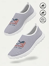 preiswerte Männerschuhe-Graue Herren-Sneaker zum Hineinschlüpfen mit 250-Jahre-Grafik – leichte, atmungsaktive Laufschuhe mit amerikanischem Flaggenmotiv für Freizeit, Feiertage, Reisen und Outdoor-Aktivitäten