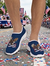  Patriotische, atmungsaktive Mesh-Sneaker für Herren zum Hineinschlüpfen – Adler- und Flaggenmotiv für Paraden, den 4. Juli, den 250. Jahrestag der USA und nationale Feierlichkeiten