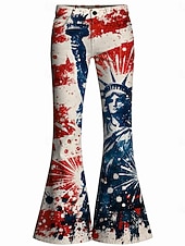  250e anniversaire des États-Unis Rétro Vintage Années 1970 Pantalon Pantalons à pattes d'éléphant Hippie Disco Taille haute Déguisement Femmes Mascarade 4 Juillet Soirée Jour de l'indépendance Adulte