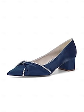 baratos Mãe da Noiva/Namorado-Sapatos de salto grosso femininos - elegantes sapatos azul-marinho para a mãe da noiva em casamentos na cidade.