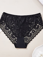 cheap Panties-Women's Panties Lace Elastic WaistNightwearSpandex Nylon Casual Solid Colored Fashion Cute Black White Red Navy Blue Spring &amp; Summer
