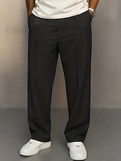 ieftine Pantaloni de rochie-Bărbați Pantaloni Costume Buzunar Nasturi Simplu Confort Respirabil Lungime totală Casual Zilnic Casă Vacanță Modă Negru Kaki Inelastic