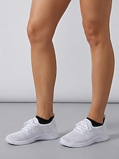 זול סניקרס לנשים-בגדי ריקוד נשים קזו'אל יומי בבית רצועות שטוח בוהן עגולה ספורטיבי יום יומי נוחות רשת לואפר ניאון צהוב שחור לבן