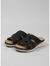 abordables Sandalias deslizantes-Sandalias burdeos perforadas para mujer: calzado informal y cómodo de verano para playa, vacaciones y uso diario.
