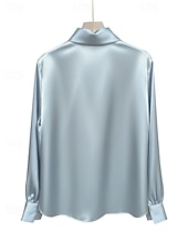 baratos Blusas Simples-Women's Shirt Button Down Shirt Casual Shirt Buttons Plain Stylish Classic Modern Long Sleeve Shirt Collar Regular Tops Daily Holiday Going out Wine Fuchsia Light Blue Summer Spring