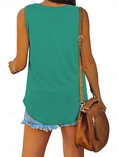 preiswerte Einfacher Tank-Damen Bluse Einfach Aktiv Vintage Ärmellos V Ausschnitt Lange Oberteile Täglich Ferien Ausgehen Blau Schwarz Weiß Gelb Hellgrün Sommer Frühling