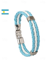 economico Accessori-Bracciale da uomo intrecciato in similpelle, disponibile in diversi colori, ispirato alla bandiera americana, ideale per partite di calcio, tifosi, tifosi di football, per lo spirito di squadra e per un look casual da giorno di partita.