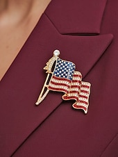 tanie Akcesoria-Zestaw broszek patriotycznych dla kobiet, ze stopu metali, w kolorze złotym i srebrnym, 2-częściowe przypinki z flagą USA, idealne na 250. rocznicę USA, Dzień Niepodległości i na co dzień